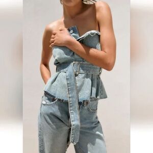 NWT Zara Stylish Denim Women's top Sz XXL